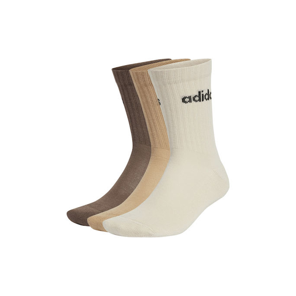 ADIDAS Linear Crew Socks 3 pairs Γυναικείες Κάλτσες 3 ζεύγη - Καφέ