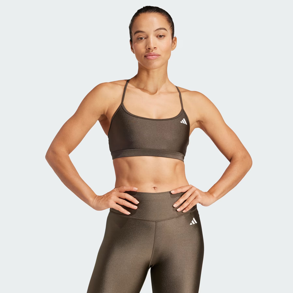 ADIDAS Aeroreact Training Light Support Shiny Bra Γυναικείο Μπουστάκι - Καφέ