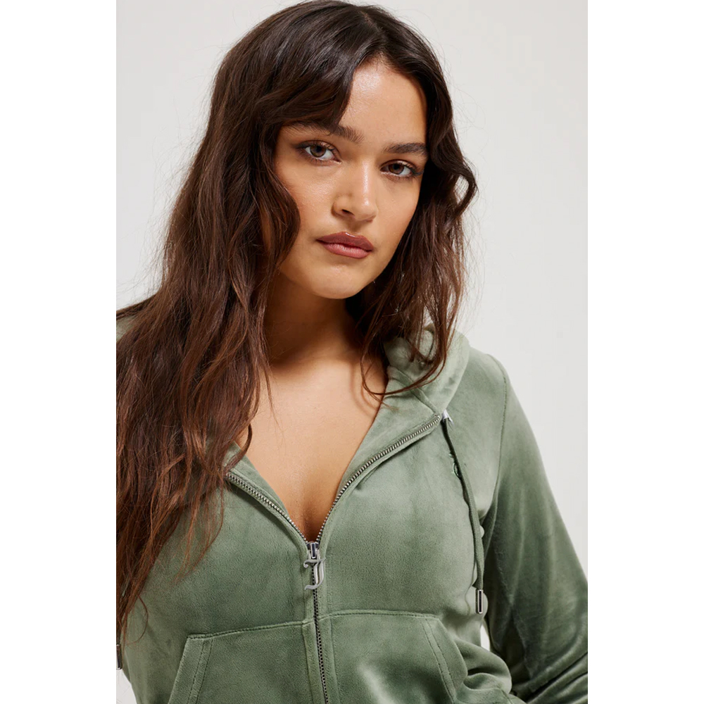 JUICY COUTURE Thyme Classic Velour Roberston Zip Through Hoodie Γυναικεία Βελούδινη Ζακέτα - 5