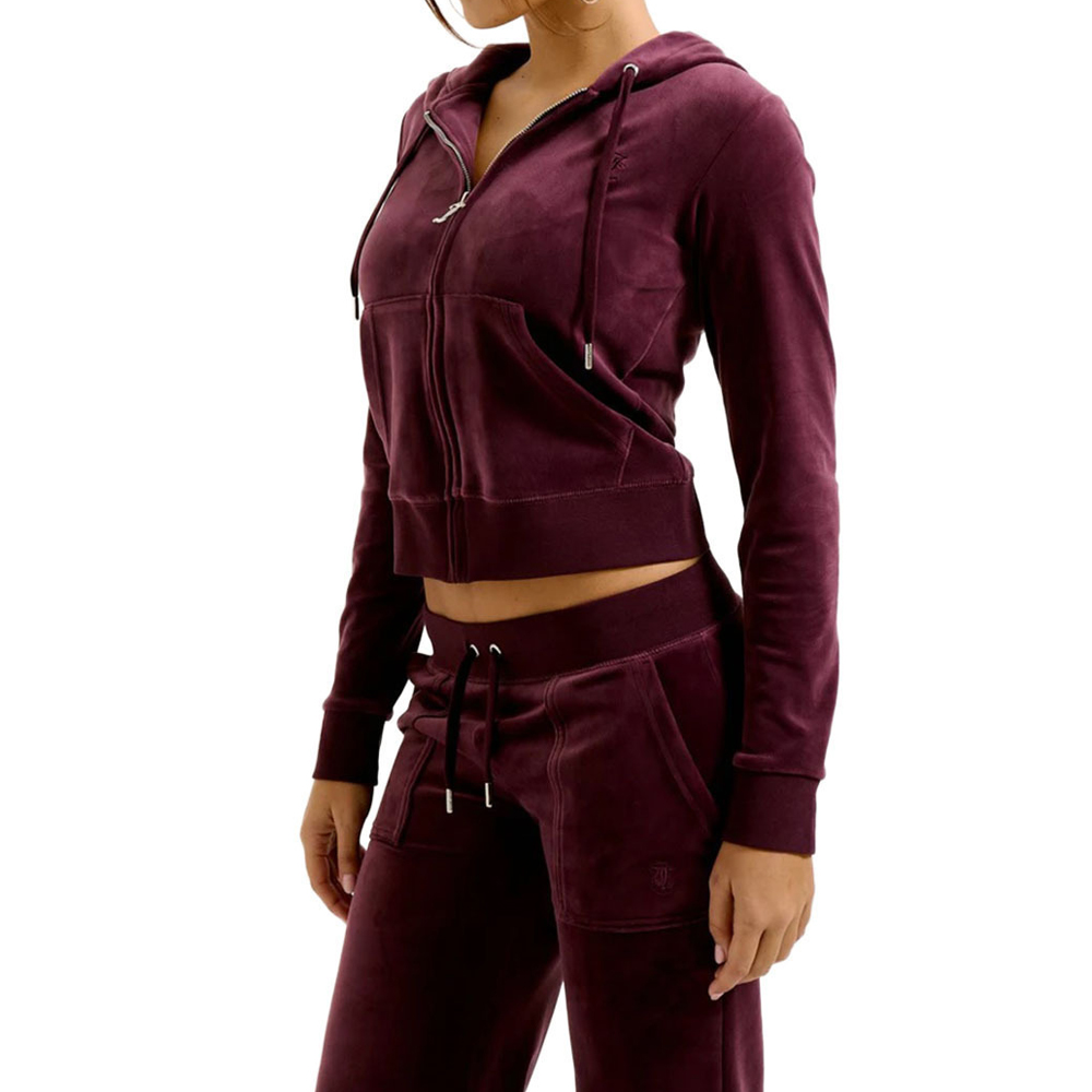 JUICY COUTURE Classic Velour Zip Hoodie  Γυναικεία Βελούδινη Ζακέτα με κουκούλα - Μωβ