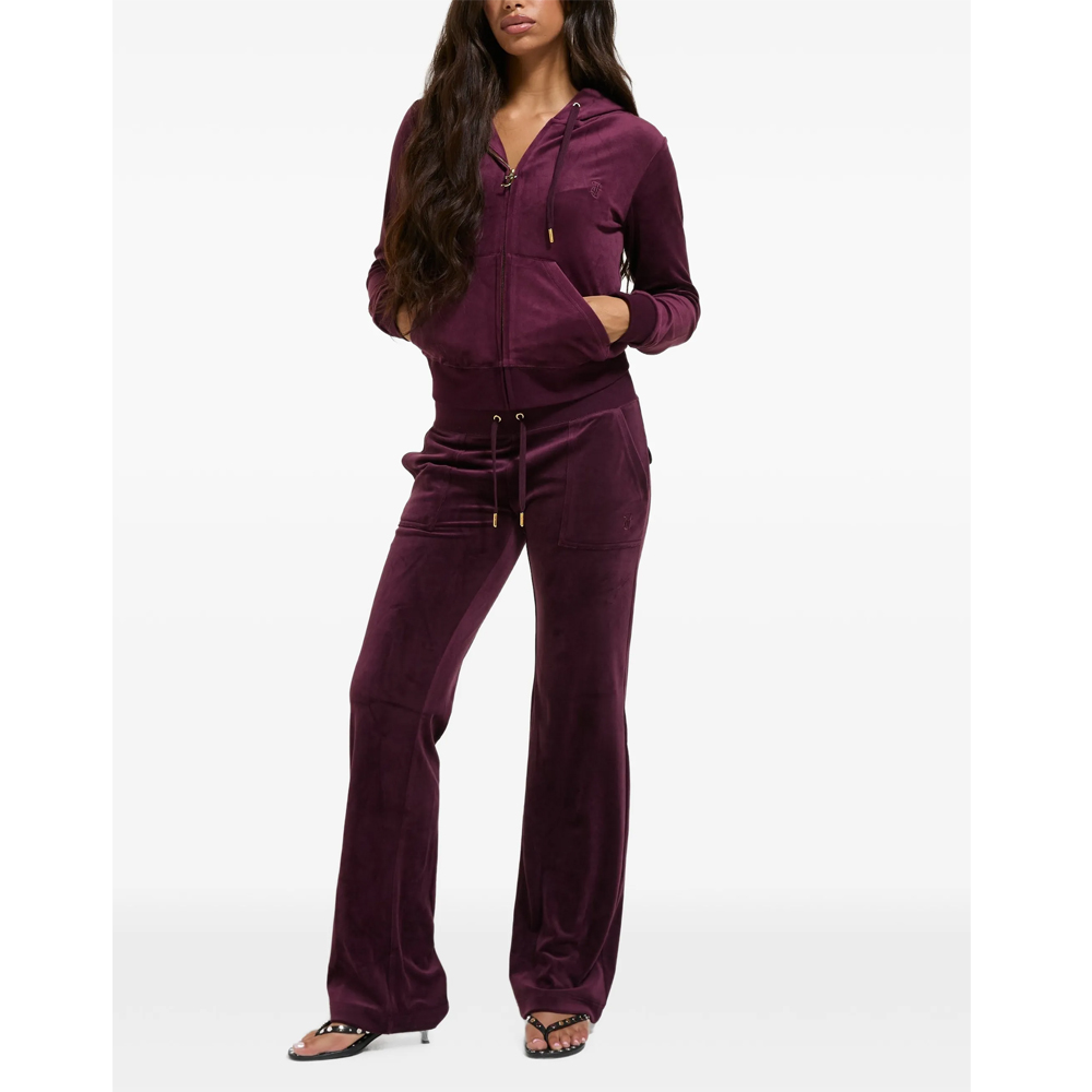 JUICY COUTURE Straight Leg Trackpant With Pockets Γυναικείο Βελούδινο Παντελόνι Φόρμας - 4