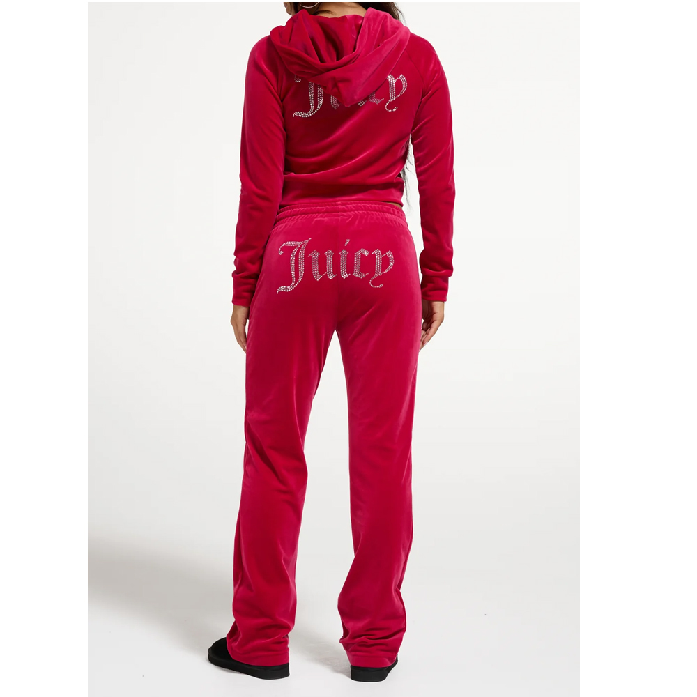 JUICY COUTURE Tina Velour Track Pant With Diamante Branding Γυναικείο Βελούδινο Παντελόνι Φόρμας - 2