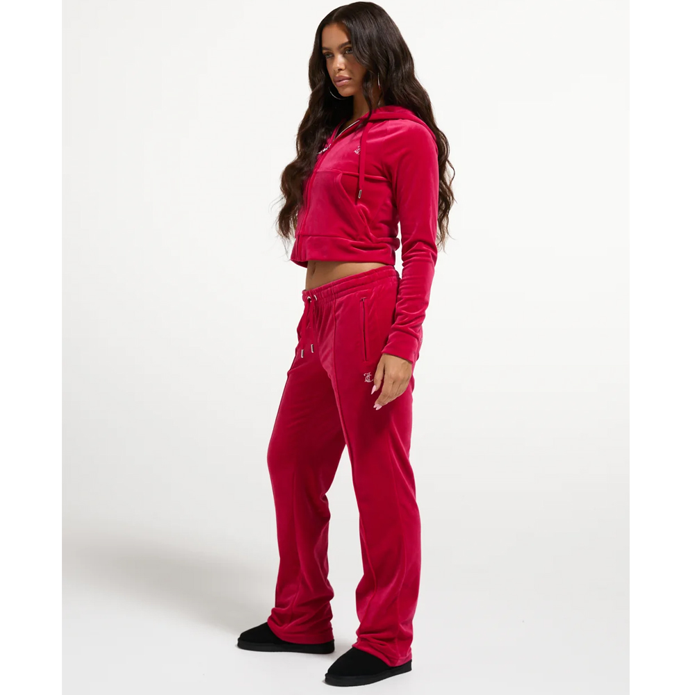 JUICY COUTURE Tina Velour Track Pant With Diamante Branding Γυναικείο Βελούδινο Παντελόνι Φόρμας - 3