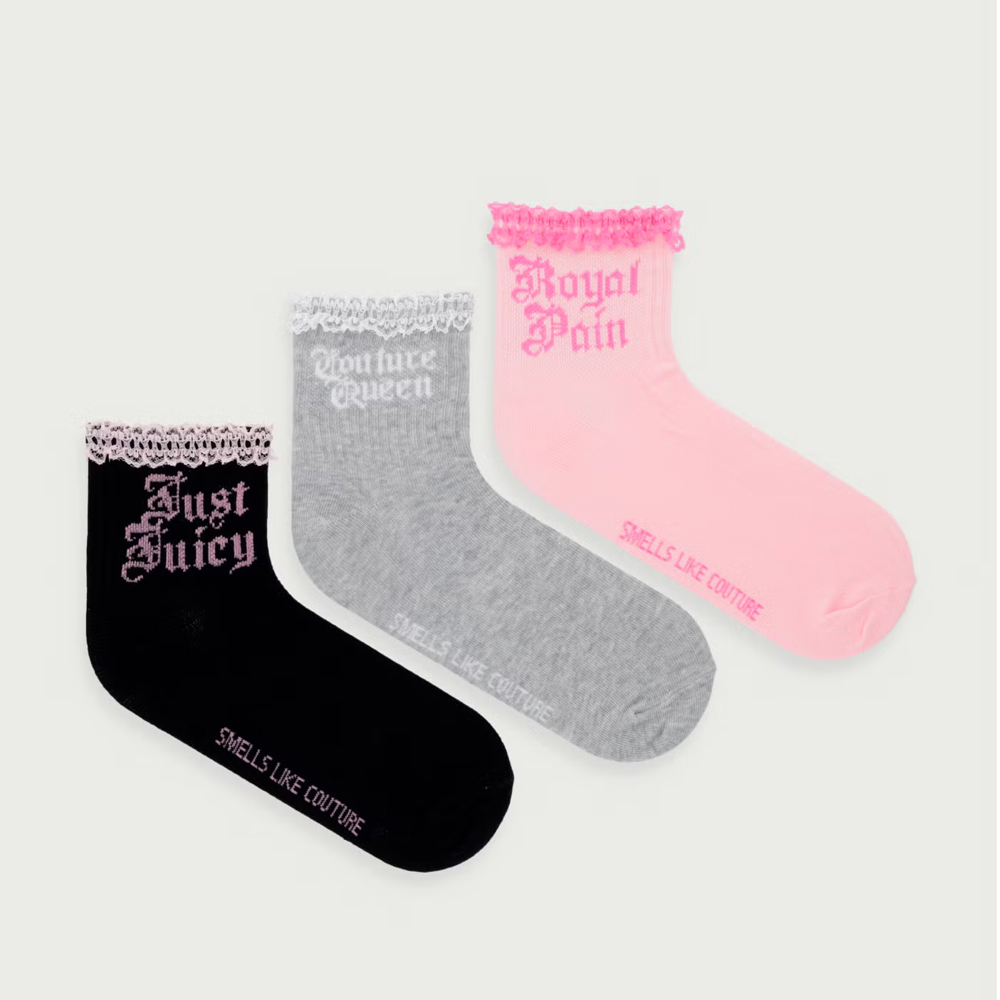 JUICY COUTURE Slogan Socks 3 Pack Γυναικείες Κάλτσες - 2