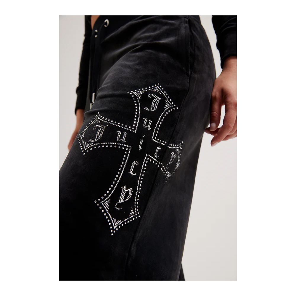 JUICY COUTURE Jerry Juicy Diamante Cross Velour Trackpant Γυναικείο Παντελόνι Φόρμας - 3