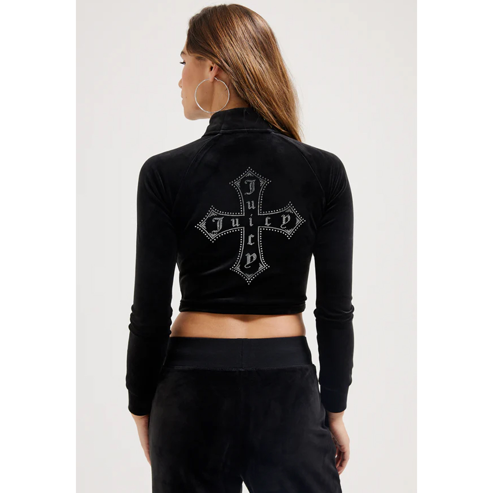 JUICY COUTURE Jerry Juicy Diamante Cross Velour Trackpant Γυναικείο Παντελόνι Φόρμας - 4