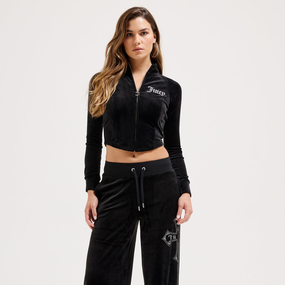 JUICY COUTURE Cross Morgan Track Top Γυναικεία Βελούδινη Ζακέτα - 3