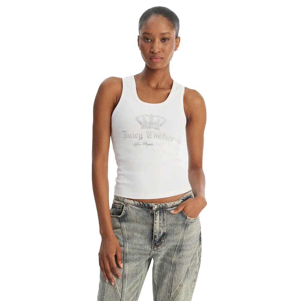 JUICY COUTURE Gothic Crown Vest Γυναικείο Αμάνικο T-Shirt - Λευκό