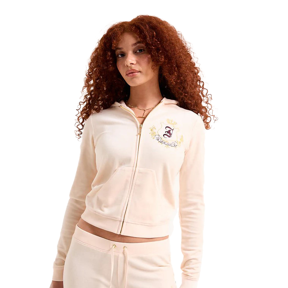 JUICY COUTURE Robyn Classic Velour Hoodie  Γυναικεία  Βελούδινη Ζακέτα με κουκούλα - Ροζ