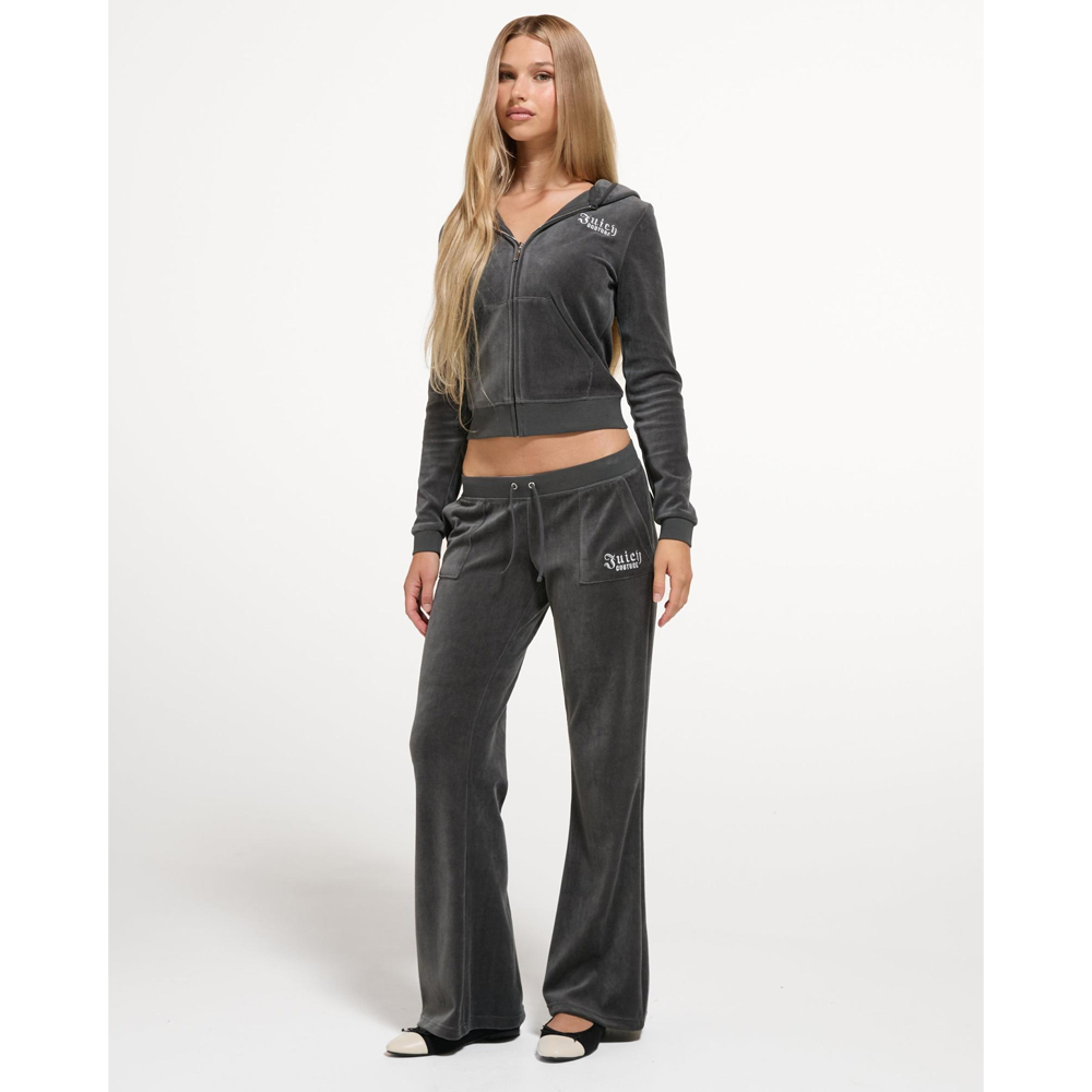 JUICY COUTURE Cotton Velour Ultra Low Rise Flare Leg Trackpant  Γυναικείο Βελούδινο Παντελόνι Φόρμας - 3
