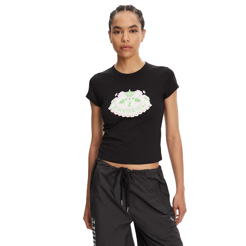 JUICY COUTURE Capped Baby T-Shirt Γυναικείο T-Shirt  - Μαύρο