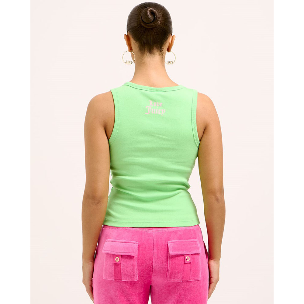JUICY COUTURE Scoop Neck Vest With Printed Heritage Γυναικείο Αμάνικο T-Shirt  - 2