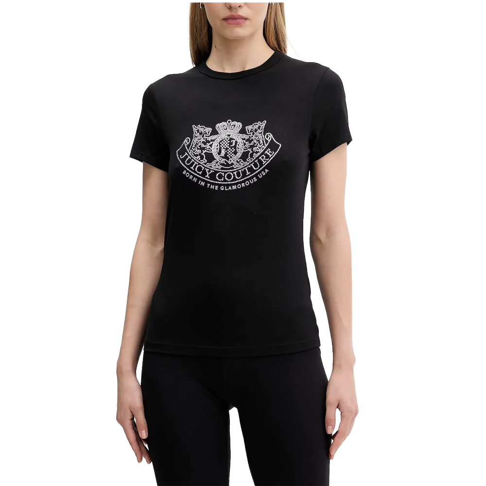 JUICY COUTURE Dog Crest Heritage Knitted Tank Γυναικείο T-Shirt - Μαύρο