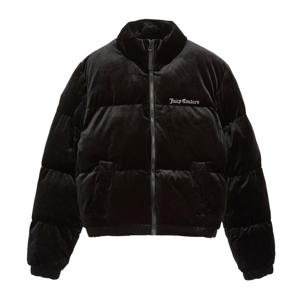 JUICY COUTURE Margo Velour Puffa Jacket Γυναικείο Βελούδινο Μπουφάν Puffer - Μαύρο