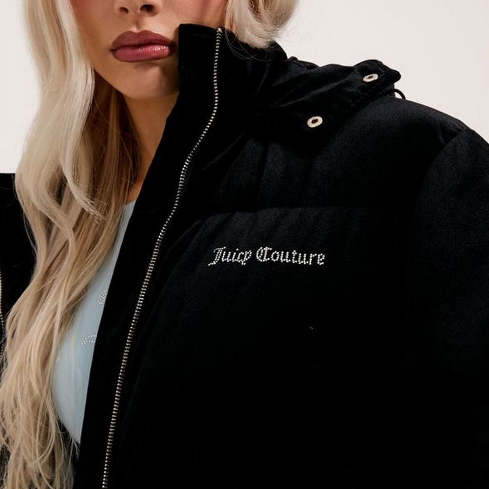 JUICY COUTURE Century Velour Longline Puffa Jacket Γυναικείο Μπουφάν - 4