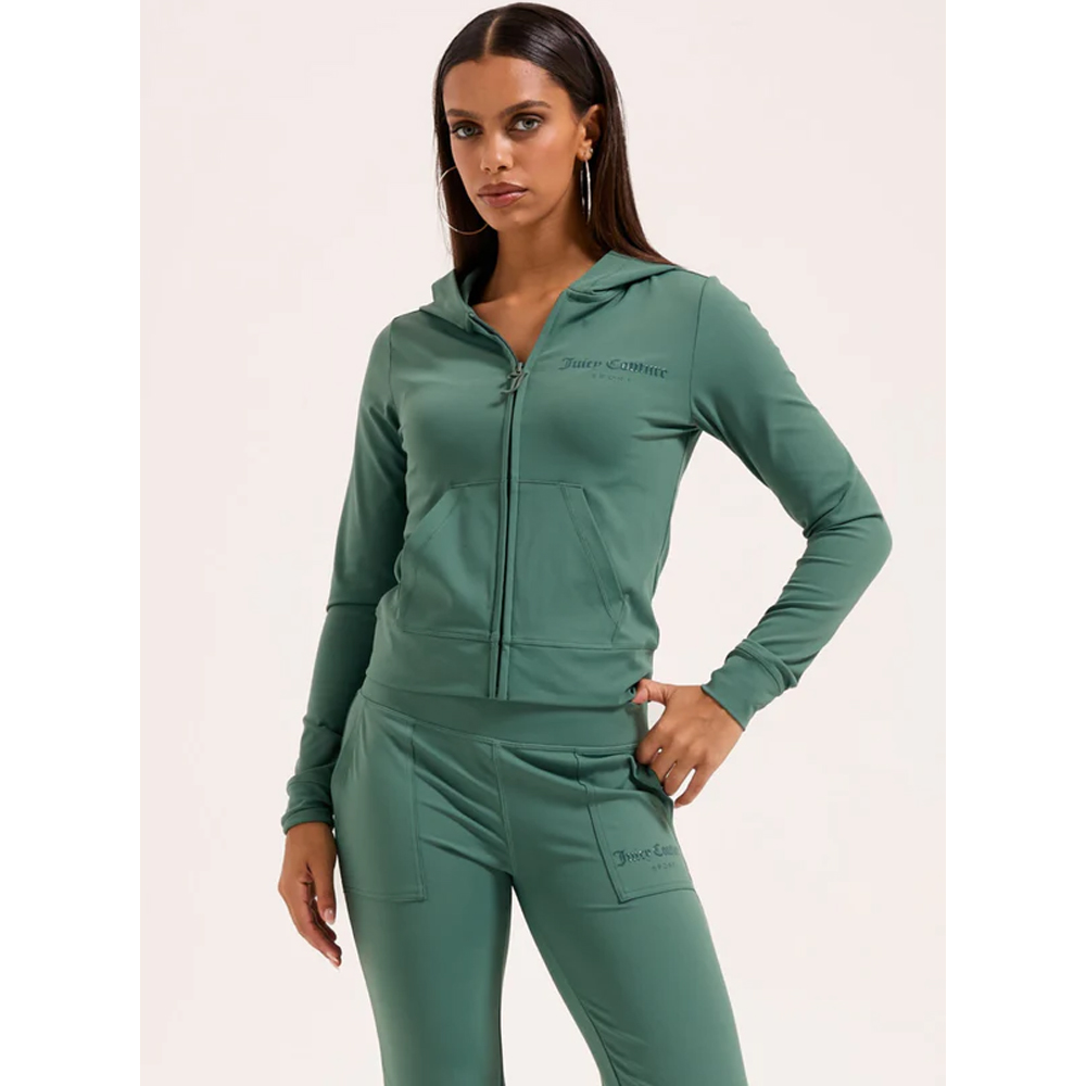 JUICY COUTURE Ennis Activewear Peached Interlock Fitted Hoodie Γυναικεία Ζακέτα με κουκούλα - 3