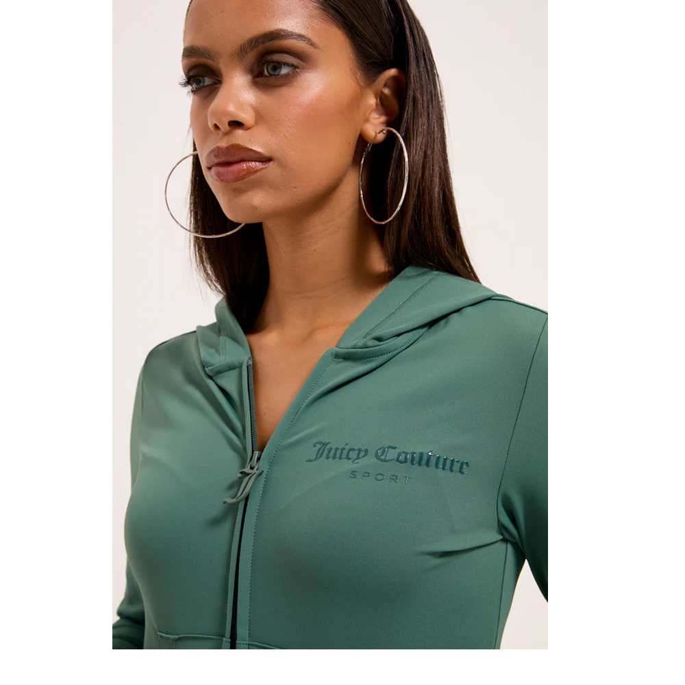 JUICY COUTURE Ennis Activewear Peached Interlock Fitted Hoodie Γυναικεία Ζακέτα με κουκούλα - 5