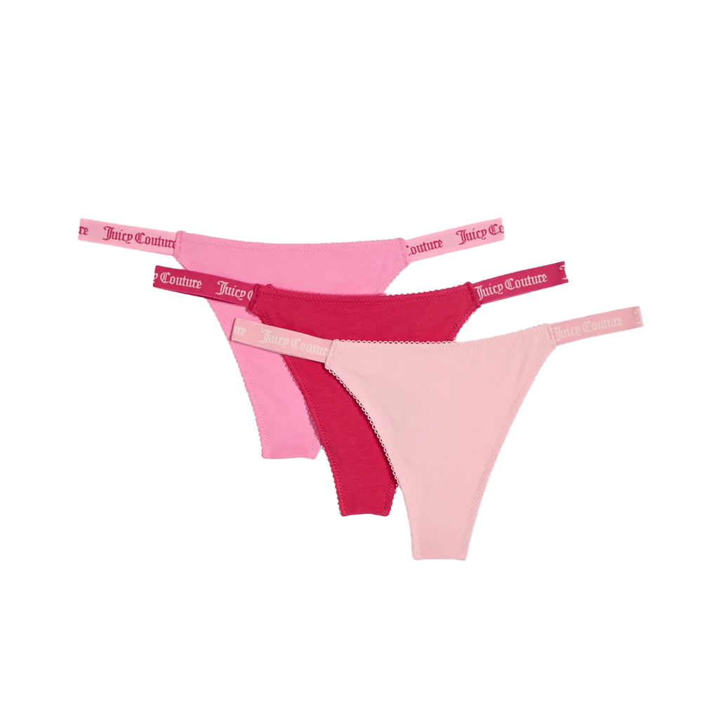 JUICY COUTURE Cotton Scalloped Thongs 3 Pack Σετ 3 Γυναικεία Εσώρουχα - Multi