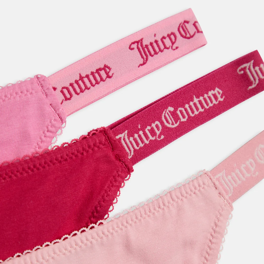 JUICY COUTURE Cotton Scalloped Thongs 3 Pack Σετ 3 Γυναικεία Εσώρουχα - 3