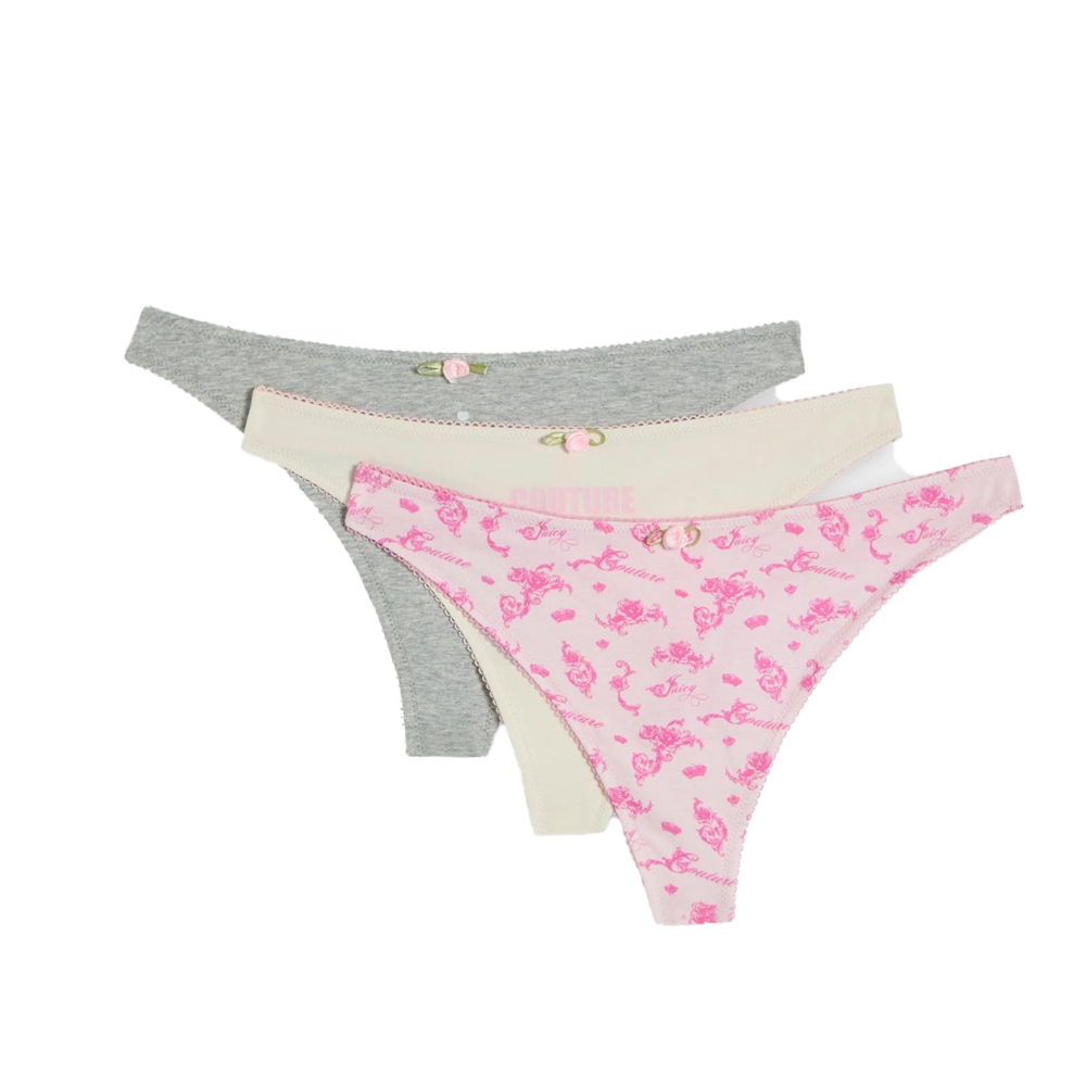 JUICY COUTURE Cotton Thongs 3 Pack Σετ 3 Γυναικεία Εσώρουχα - Multi