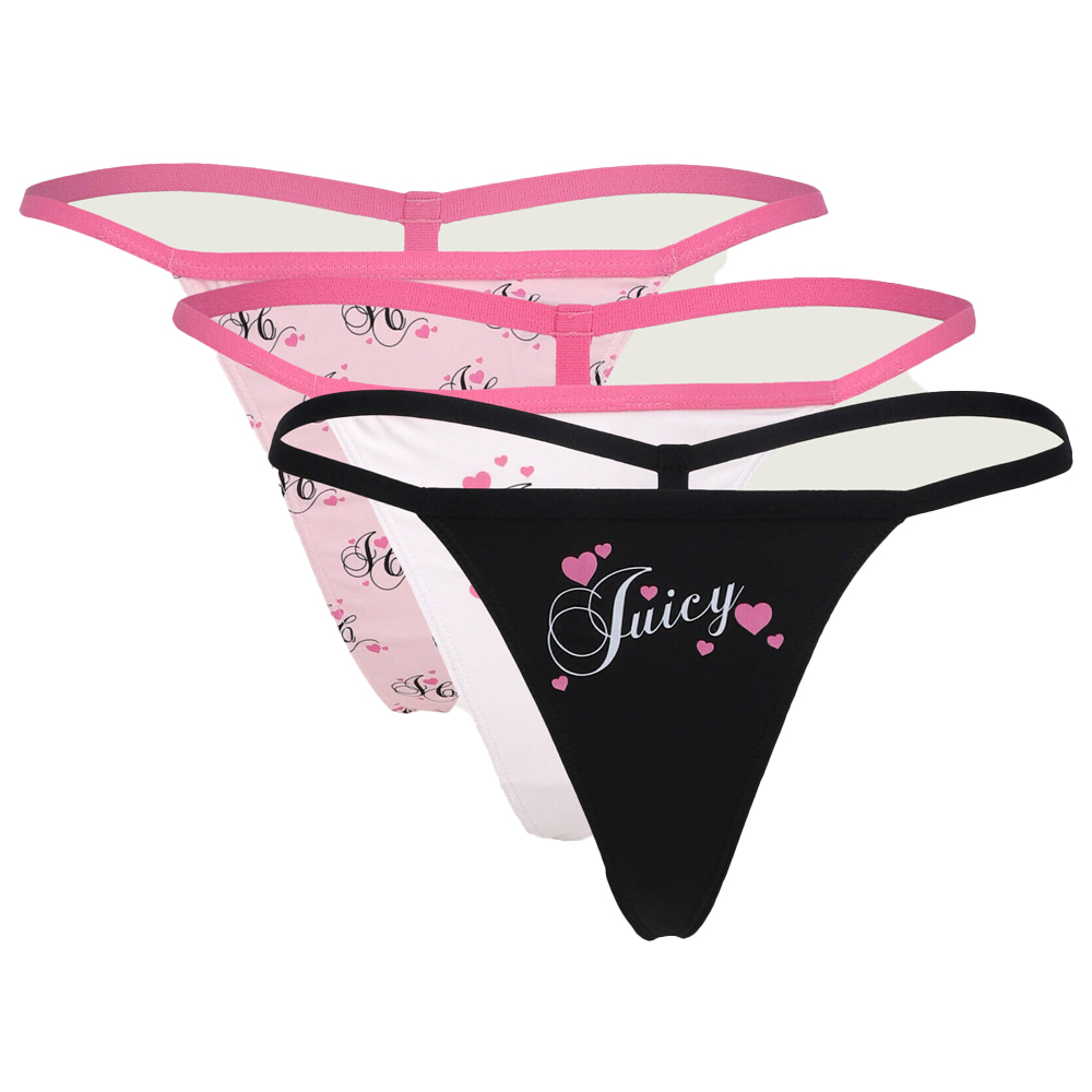 JUICY COUTURE Microfibre T-bar Thongs 3 Pack Σετ 3 Γυναικεία Εσώρουχα - Multi