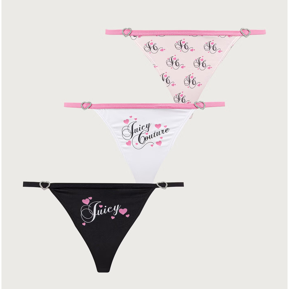 JUICY COUTURE Microfibre T-bar Thongs 3 Pack Σετ 3 Γυναικεία Εσώρουχα - 3