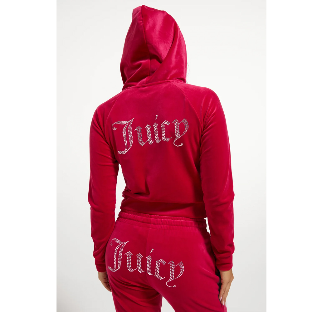 JUICY COUTURE Madison Classic Velour Hoodie With Juicy Logo Γυναικεία Βελούδινη Ζακέτα με κουκούλα - 2