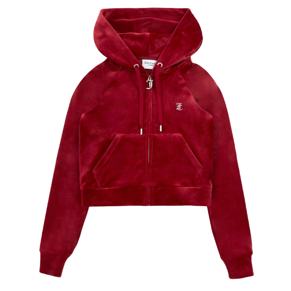 JUICY COUTURE Madison Classic Velour Hoodie With Juicy Logo Γυναικεία Ζακέτα - Κόκκινο