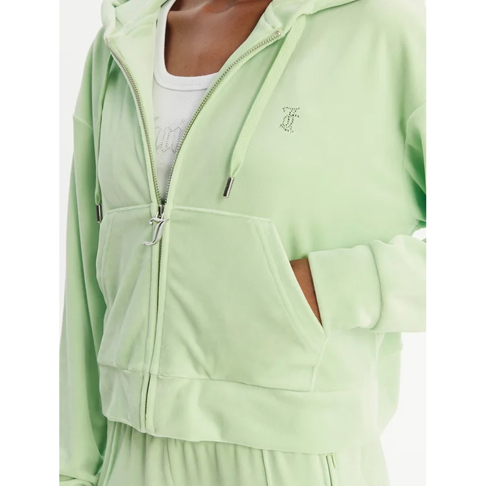 JUICY COUTURE Iccle Outline Cropped Hoodie Γυναικεία Βελούδινη Ζακέτα με κουκούλα - 3