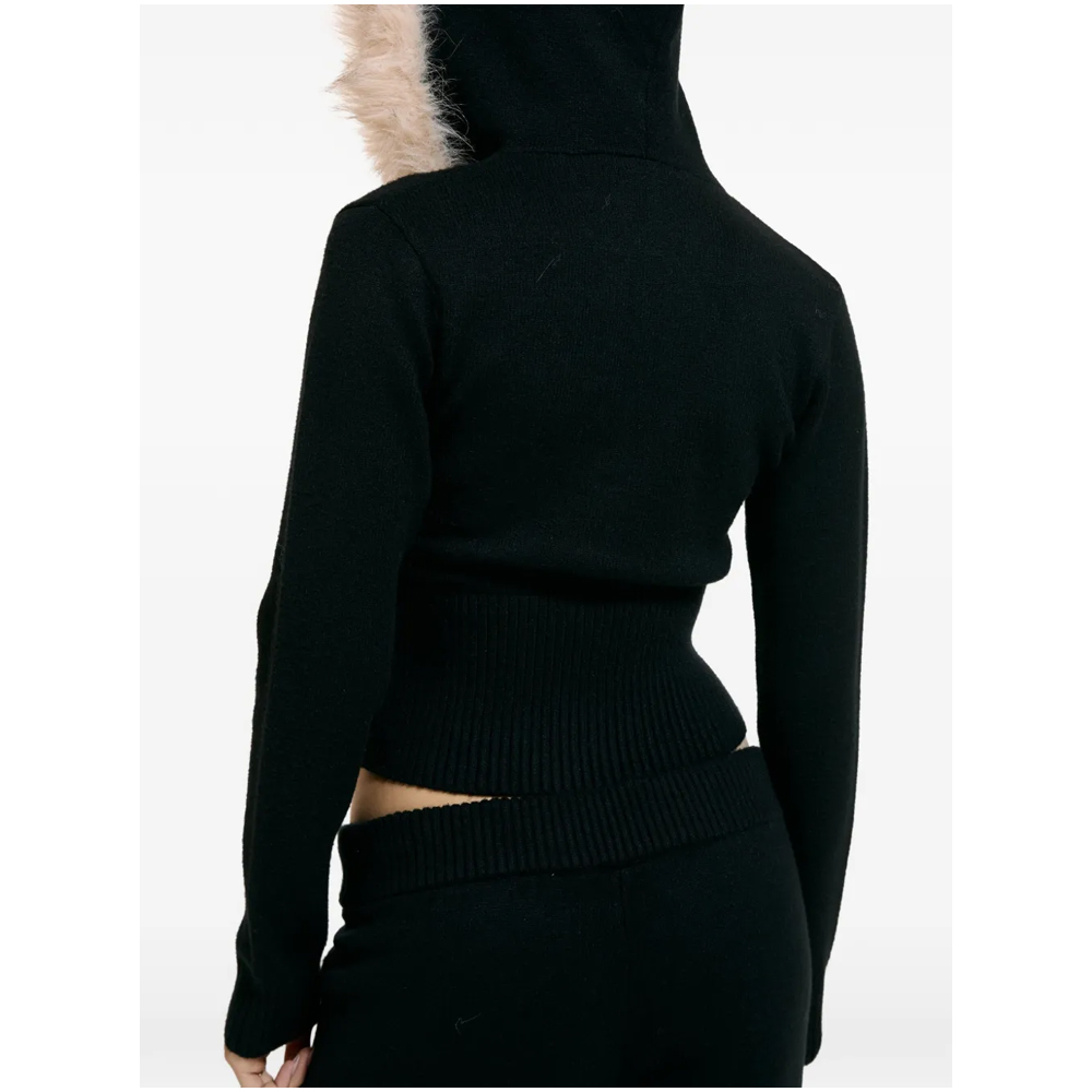 JUICY COUTURE Knit Fitted Hoodie With Fur Trim Detail  Γυναικεία Πλεκτή Ζακέτα με κουκούλα  - 2