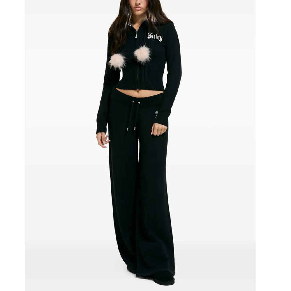 JUICY COUTURE Knit Fitted Hoodie With Fur Trim Detail  Γυναικεία Πλεκτή Ζακέτα με κουκούλα  - 4
