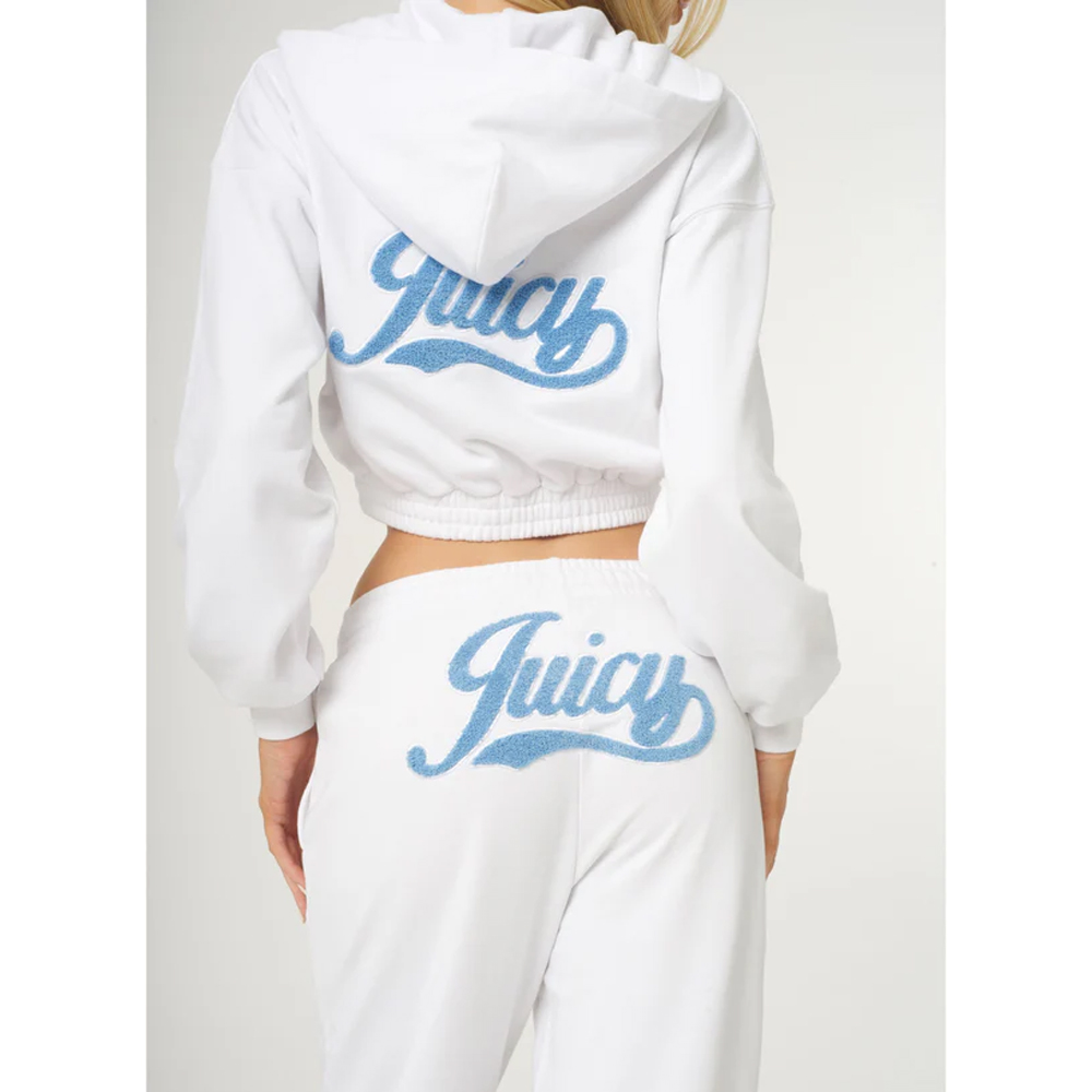 JUICY COUTURE Kylian Applique White Cropped Loose Fit Retro Logo Hoodie Γυναικεία Ζακέτα Cropped - 2