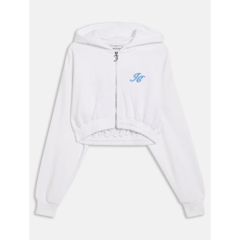 JUICY COUTURE Kylian Applique White Cropped Loose Fit Retro Logo Hoodie Γυναικεία Ζακέτα Cropped - 4