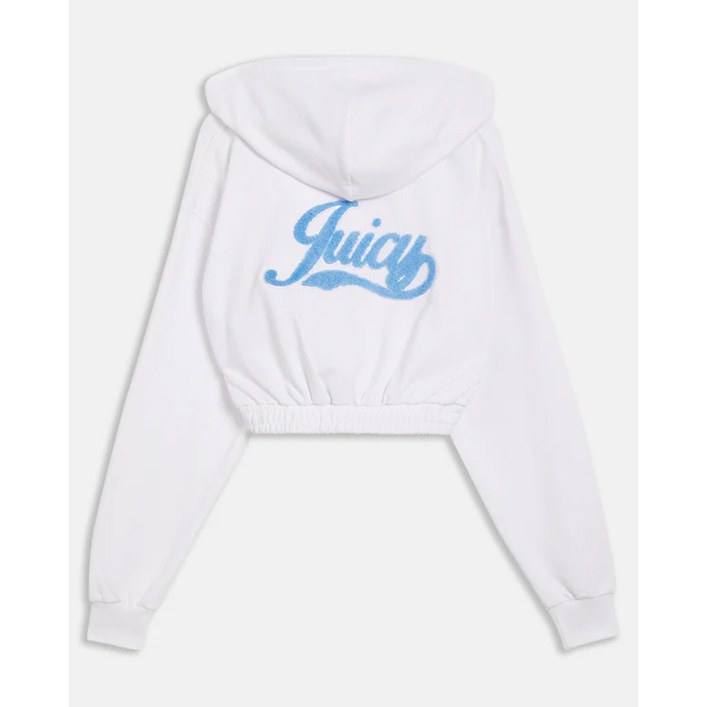 JUICY COUTURE Kylian Applique White Cropped Loose Fit Retro Logo Hoodie Γυναικεία Ζακέτα Cropped - 5