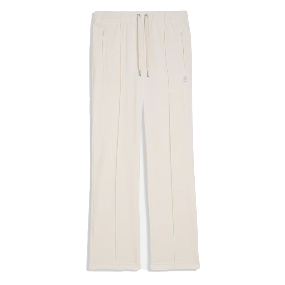 JUICY COUTURE Classic Velour Tina Outline Track Pant  With Diamante Branding Γυναικείο Βελούδινο Παντελόνι Φόρμας - Κρεμ