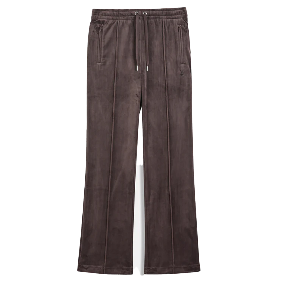 JUICY COUTURE Classic Velour Tina Outline Track Pant  With Diamante Branding Γυναικείο Βελούδινο Παντελόνι Φόρμας - Καφέ