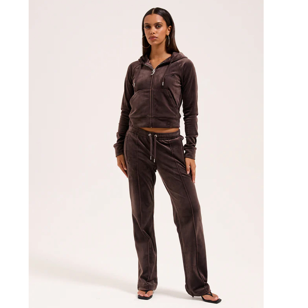JUICY COUTURE Classic Velour Tina Outline Track Pant  With Diamante Branding Γυναικείο Βελούδινο Παντελόνι Φόρμας - 3