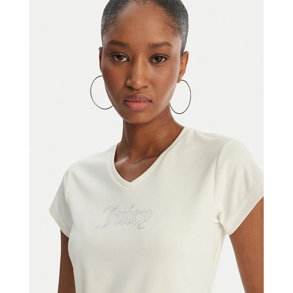 JUICY COUTURE Capped Sleeve V Neck T-Shirt Γυναικείο T-Shirt - 3