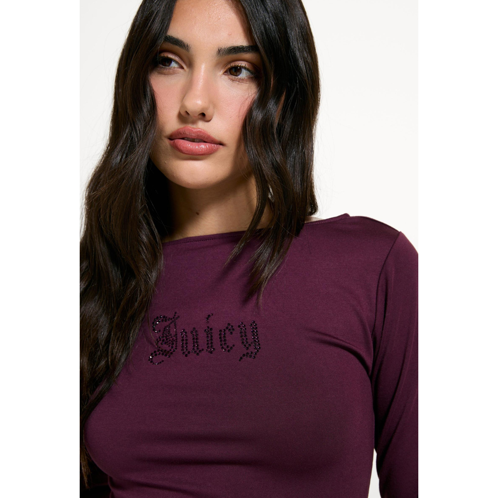 JUICY COUTURE Winetasting Boat Neck Long Sleeve T-shirt  Γυναικεία Μπλούζα Μακρυμάνικη - 3