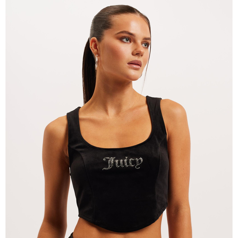 JUICY COUTURE Camina Corset Top Black Γυναικείο Αμάνικο Τοπ - 2