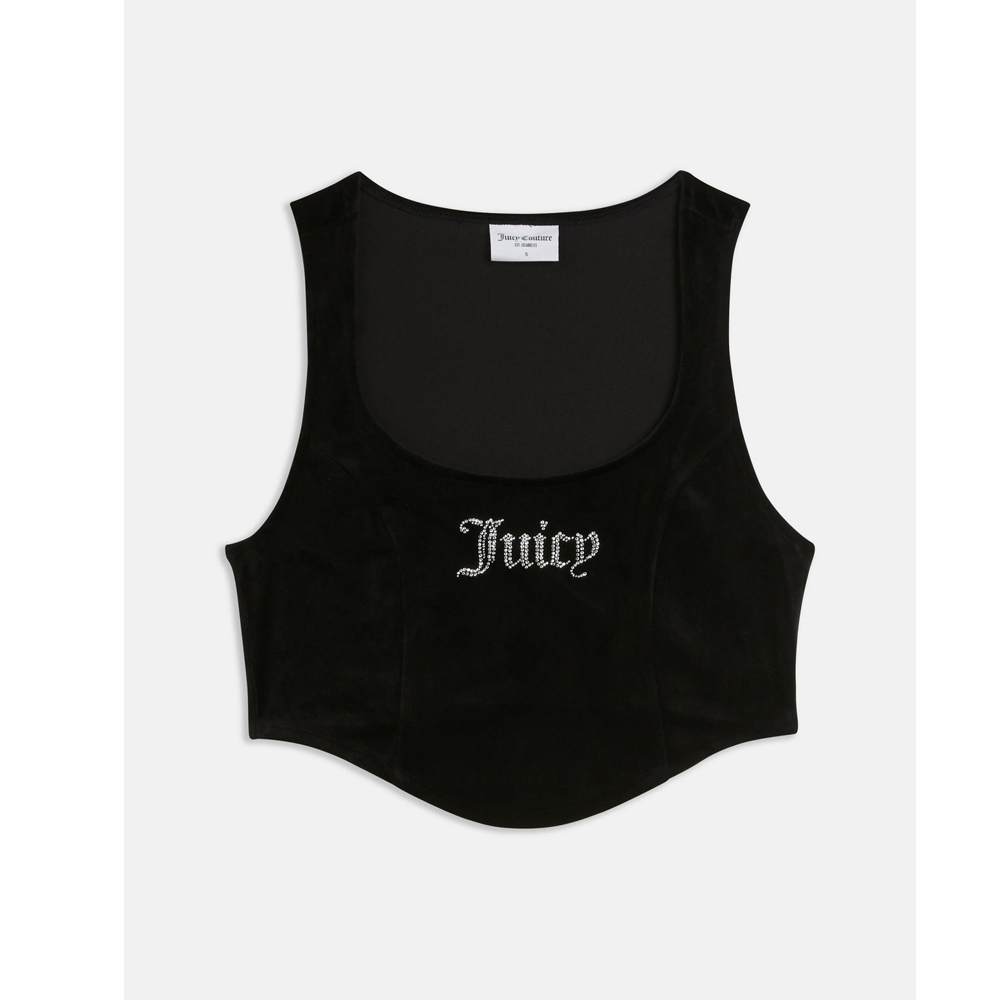 JUICY COUTURE Camina Corset Top Black Γυναικείο Αμάνικο Τοπ - 4