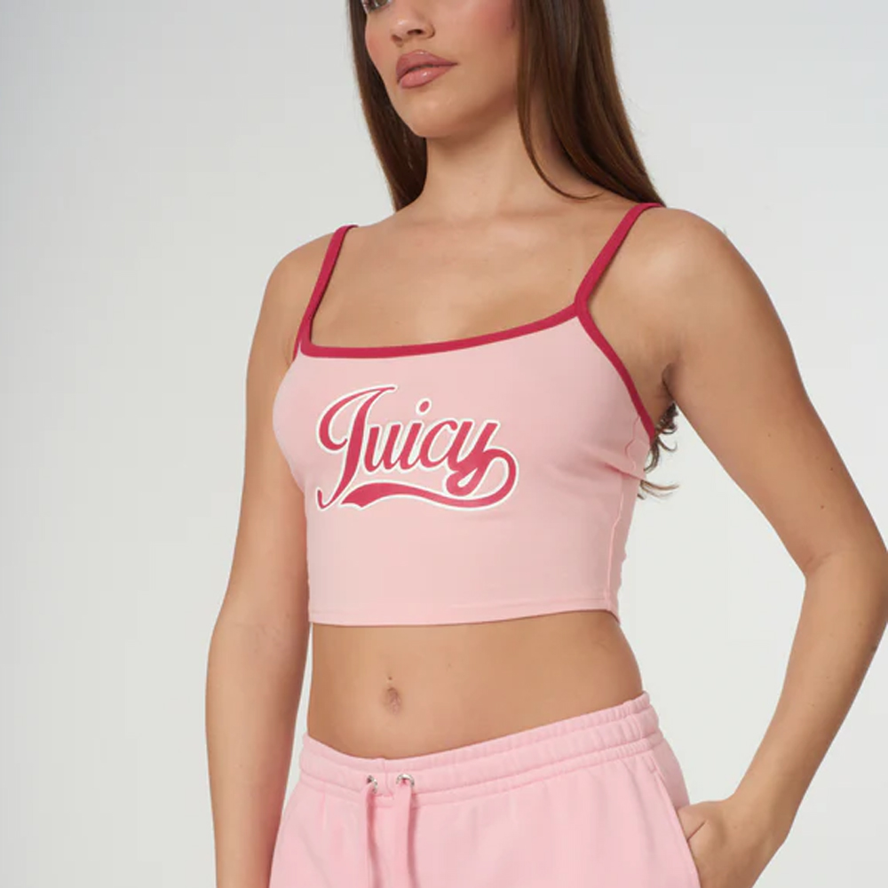 JUICY COUTURE Retro Tank Top Colourblock Jersey Candy Pink Γυναικείο Αμάνικο Κοντό Τοπ - Ροζ