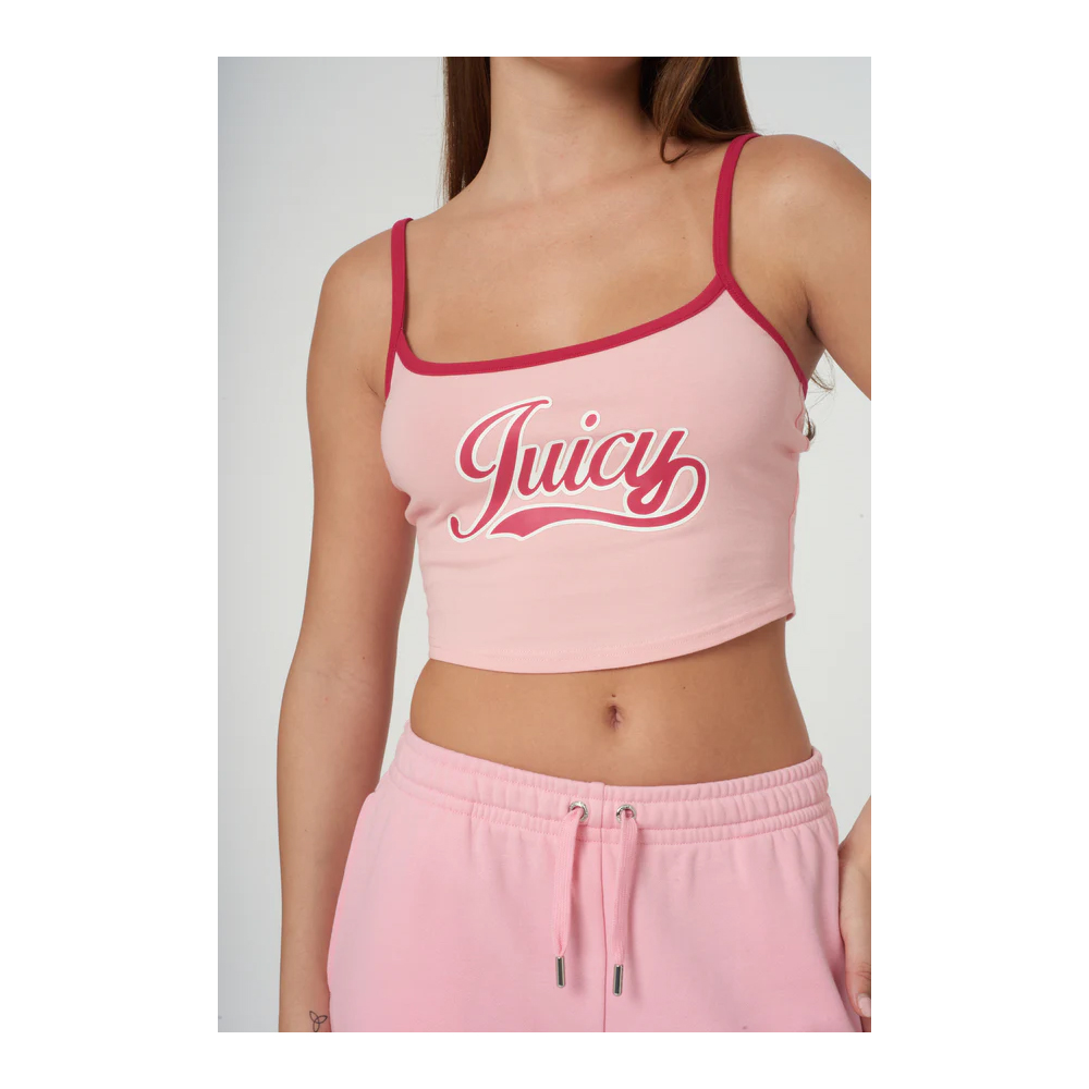 JUICY COUTURE Retro Tank Top Colourblock Jersey Candy Pink Γυναικείο Αμάνικο Κοντό Τοπ - 2