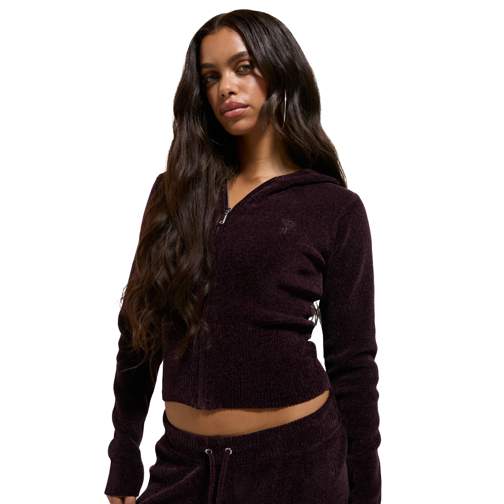 JUICY COUTURE Maya Knit Hoodie Γυναικεία  Ζακέτα με κουκούλα - Μωβ