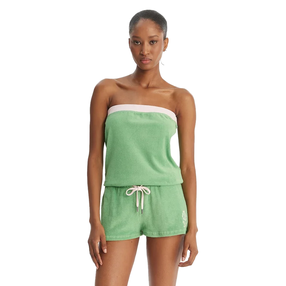 JUICY COUTURE Applique Terry Ronjon Romper Γυναικεία Ολόσωμη Φόρμα Strapless - Πράσινο