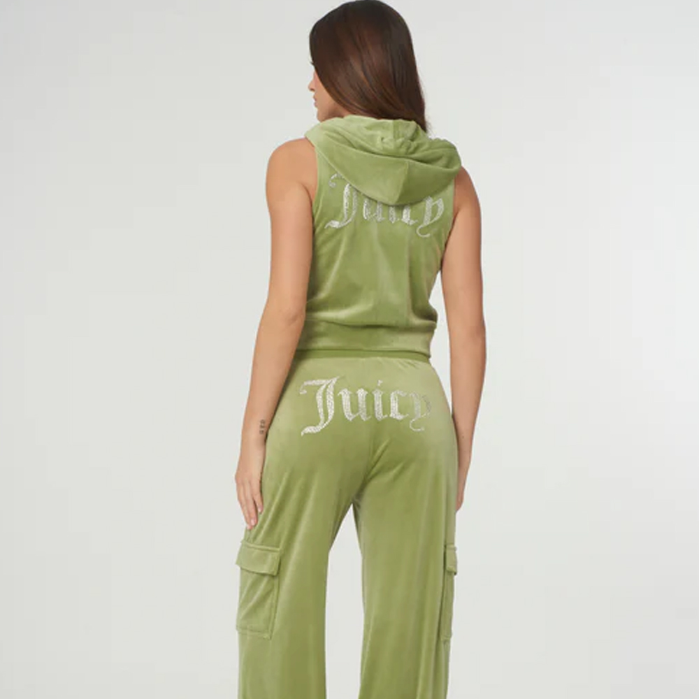 JUICY COUTURE Gilly Velour Gilet Mosstone Γυναικεία Αμάνικη Ζακέτα - 2