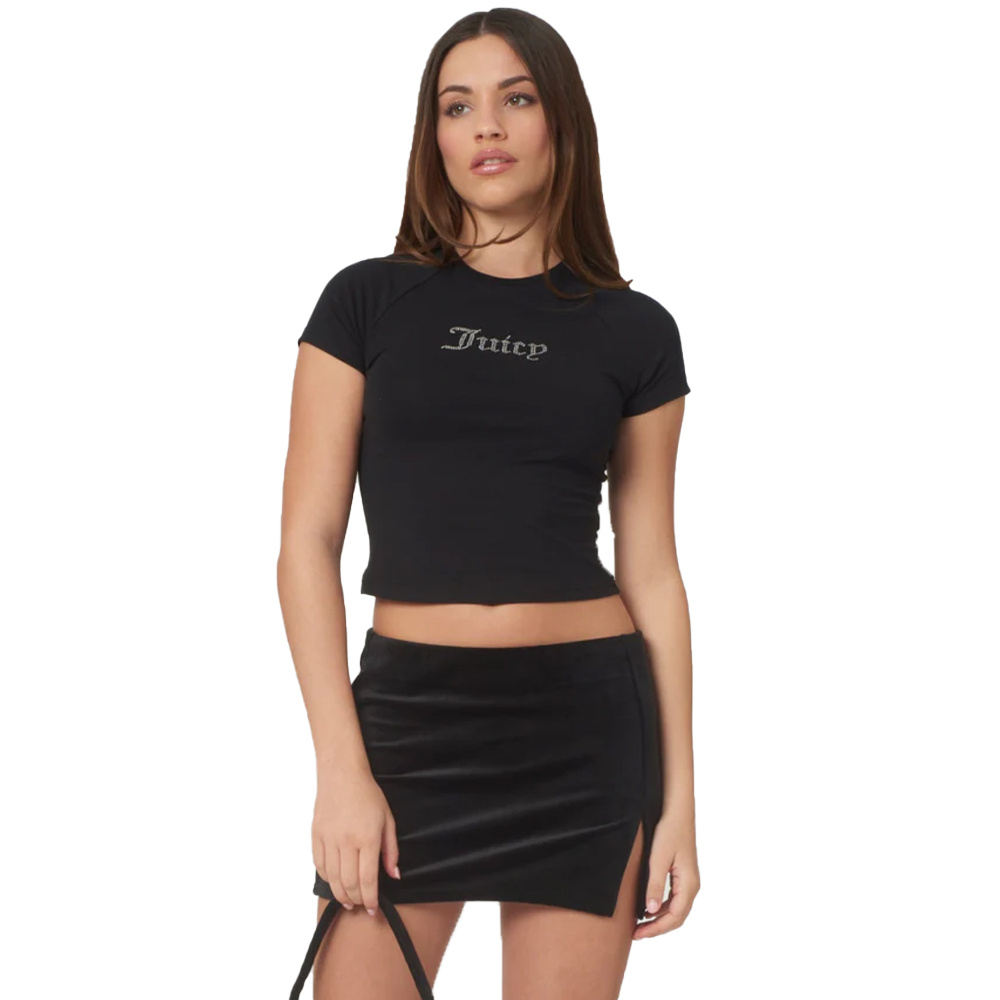 JUICY COUTURE Maxy Classic Velour Skirt Black Γυναικεία Φούστα - Μαύρο