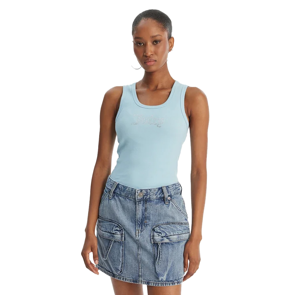 JUICY COUTURE Thin Strap Racer Vest Γυναικείο Αμάνικο T-Shirt - Γαλάζιο