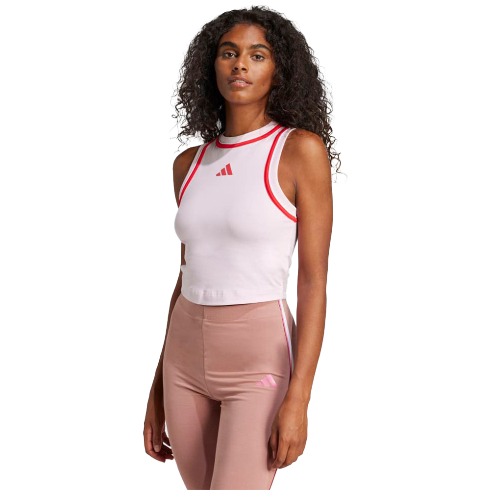 ADIDAS Crop Tank Top Γυναικεία Αμάνικη Μπλούζα - Ροζ