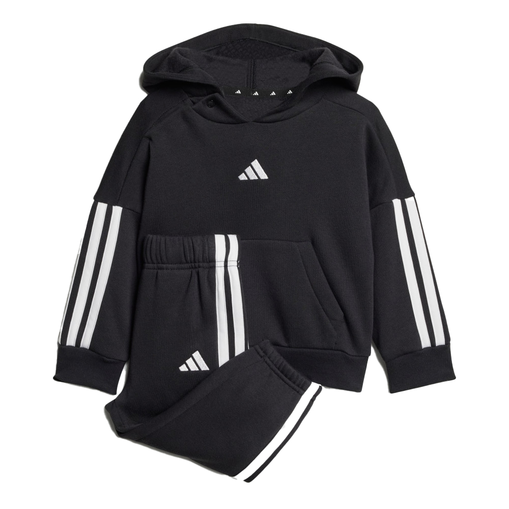 ADIDAS 3-Stripes Fleece Hoodie Jogger Βρεφικό/Παιδικό Σετ Φόρμας - Μαύρο